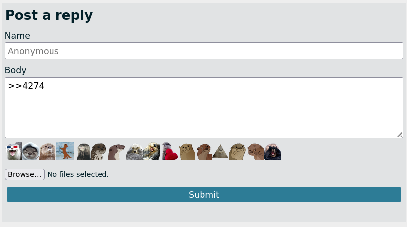 The reply form with a post reference inserted